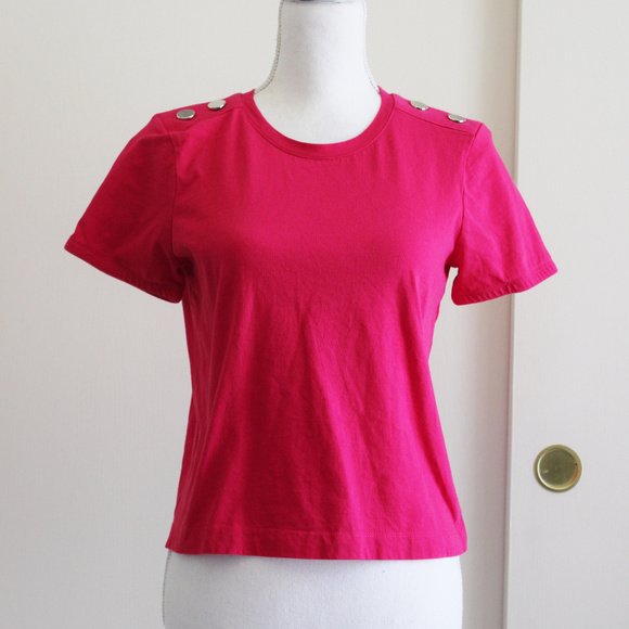 Zara Tops Zara Basic Bright Pink Shirt With Button Feature Poshmark